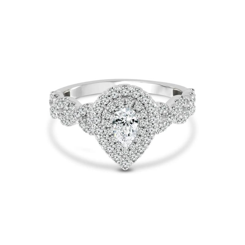 Lab Grown Diamond Pear-Shaped Engagement Ring in 10K White Gold &#40;1 ct. tw.&#41; – Image 1 of 3