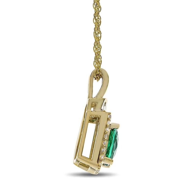 Emerald &amp; 1/5 ct. tw. Diamond Pendant in 10K Yellow Gold – Image 2 of 2