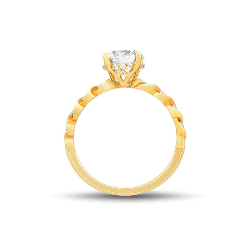 Round Lab Grown Diamond Twist Shank Engagement Ring in 14K Yellow Gold &#40;1 3/4 ct. tw.&#41; – Image 2 of 3