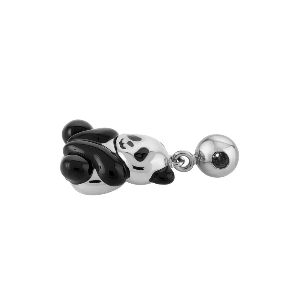 Black Enamel Panda Bead Charm in Sterling Silver – Image 2 of 2
