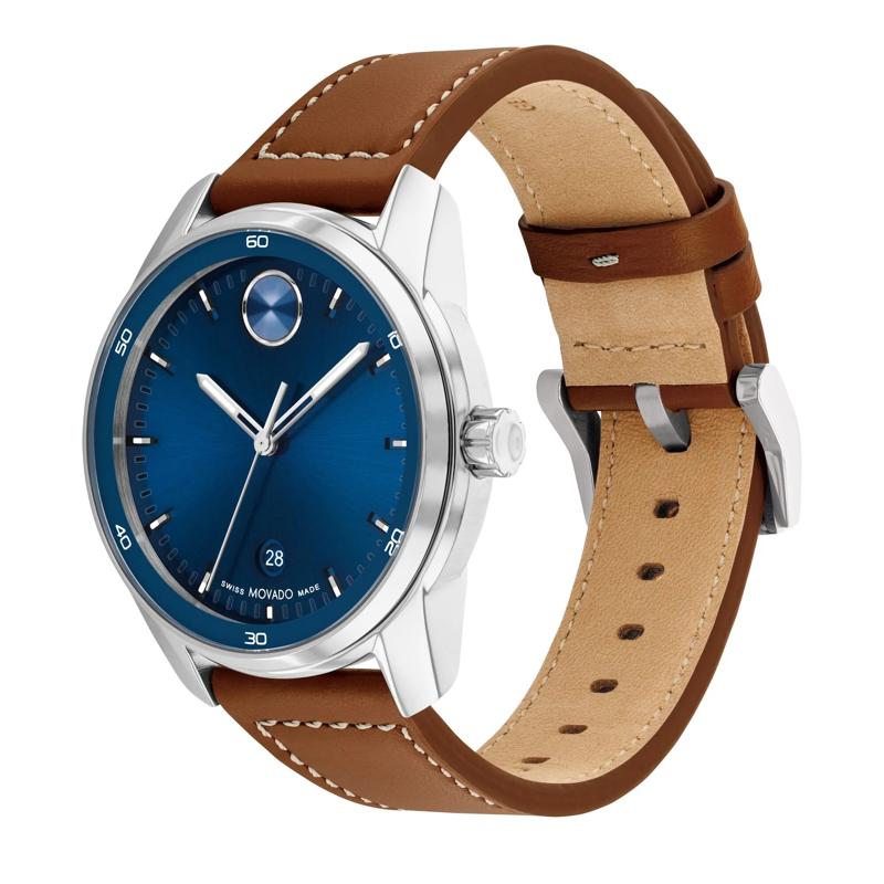 Men&#39;s Bold Verso Watch in Stainless Steel and Brown Leather, 42MM – Image 2 of 3