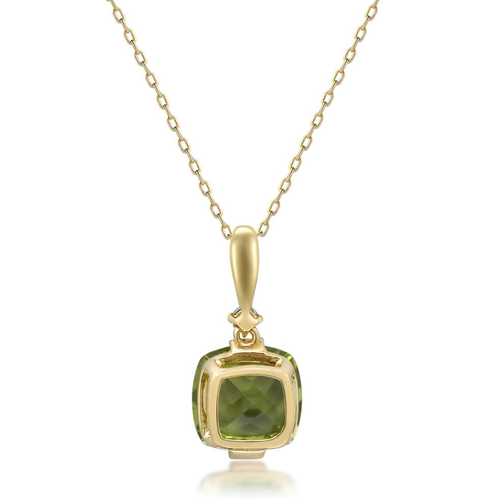 Peridot and Diamond Accent Pendant in 10K Yellow Gold  – Image 3 of 3