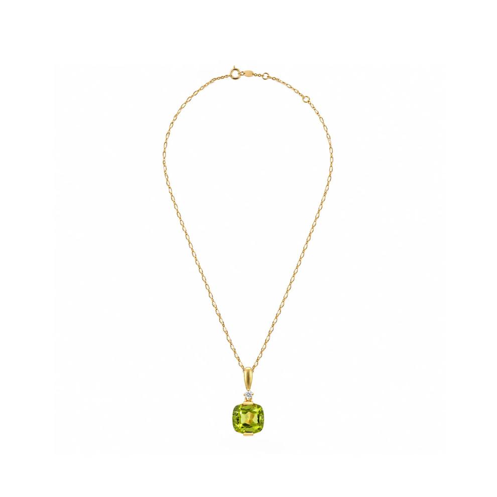 Peridot and Diamond Accent Pendant in 10K Yellow Gold – Image 3 of 3