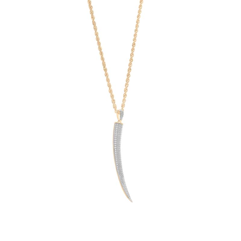 Men&#39;s Diamond Tusk Pendant in 10K Yellow Gold &#40;1/2 ct. tw.&#41; – Image 2 of 4