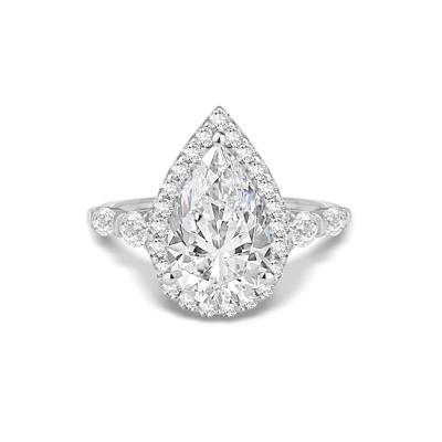 Lab Grown Diamond Pear-Shaped Center Halo Engagement Ring in 10K White Gold (4 ct. tw.)