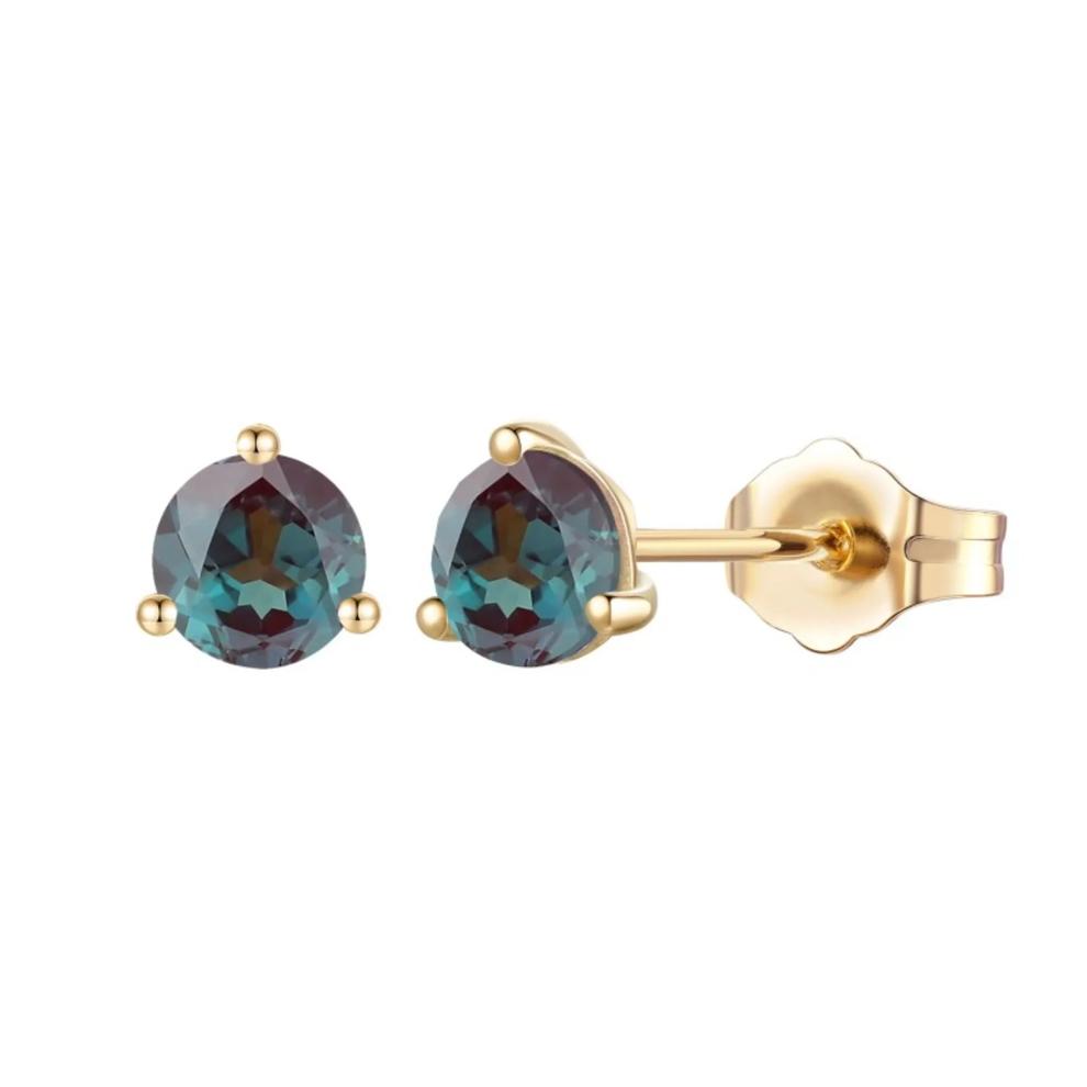 Lab-Created Alexandrite Stud Earrings in 10K Yellow Gold – Image 1 of 1