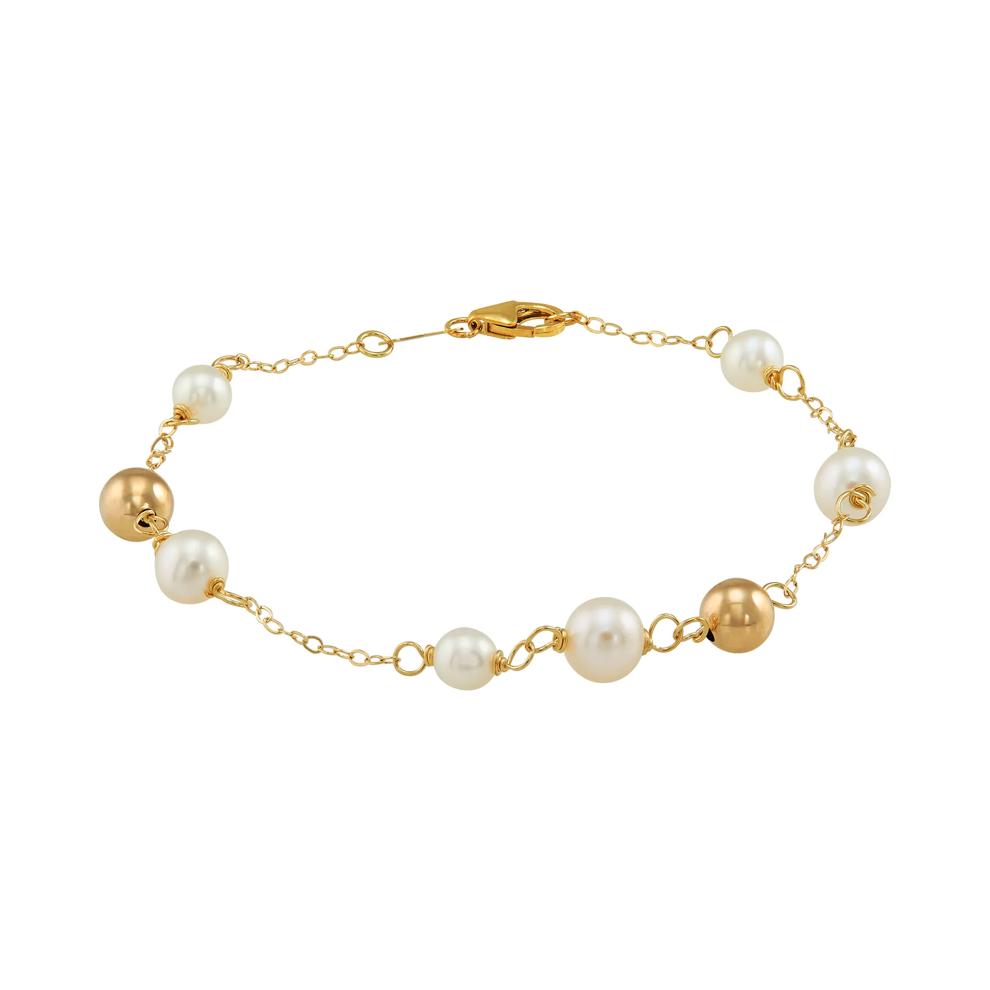 Freshwater Cultured Pearl Bracelet in 10K Yellow Gold – Image 1 of 2