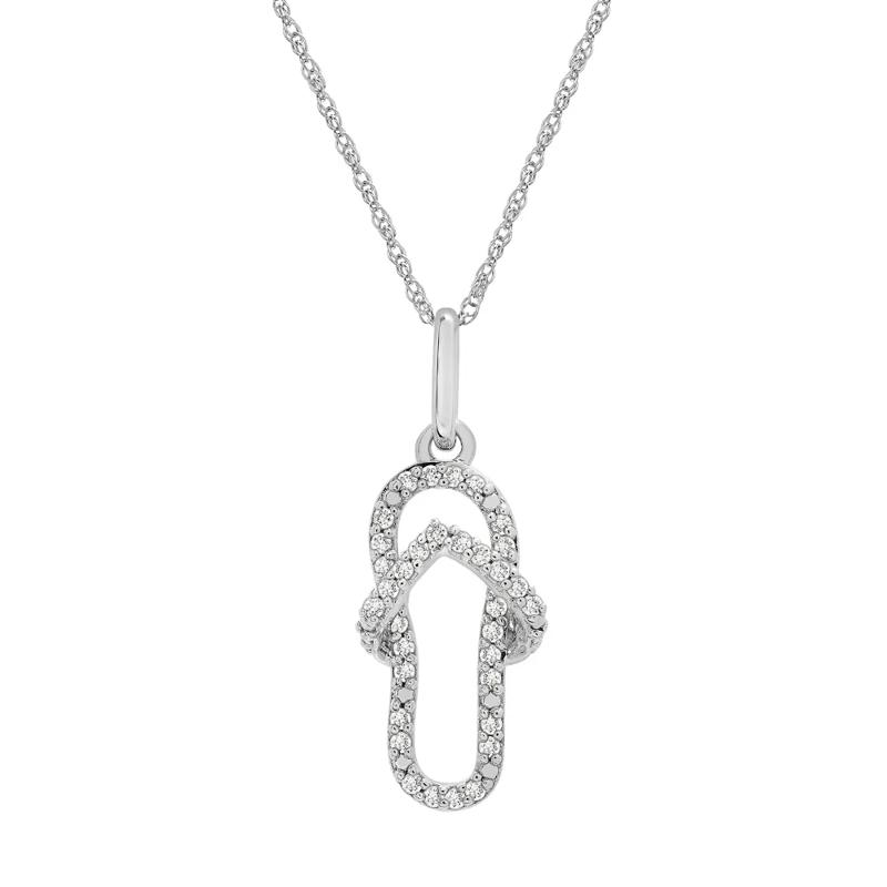 Diamond Flip-Flop Pendant in 10K White Gold &#40;1/10 ct. tw.&#41; – Image 1 of 4