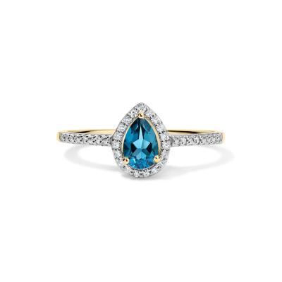 Birthstone & Diamond Accent Halo Ring in 10K Gold