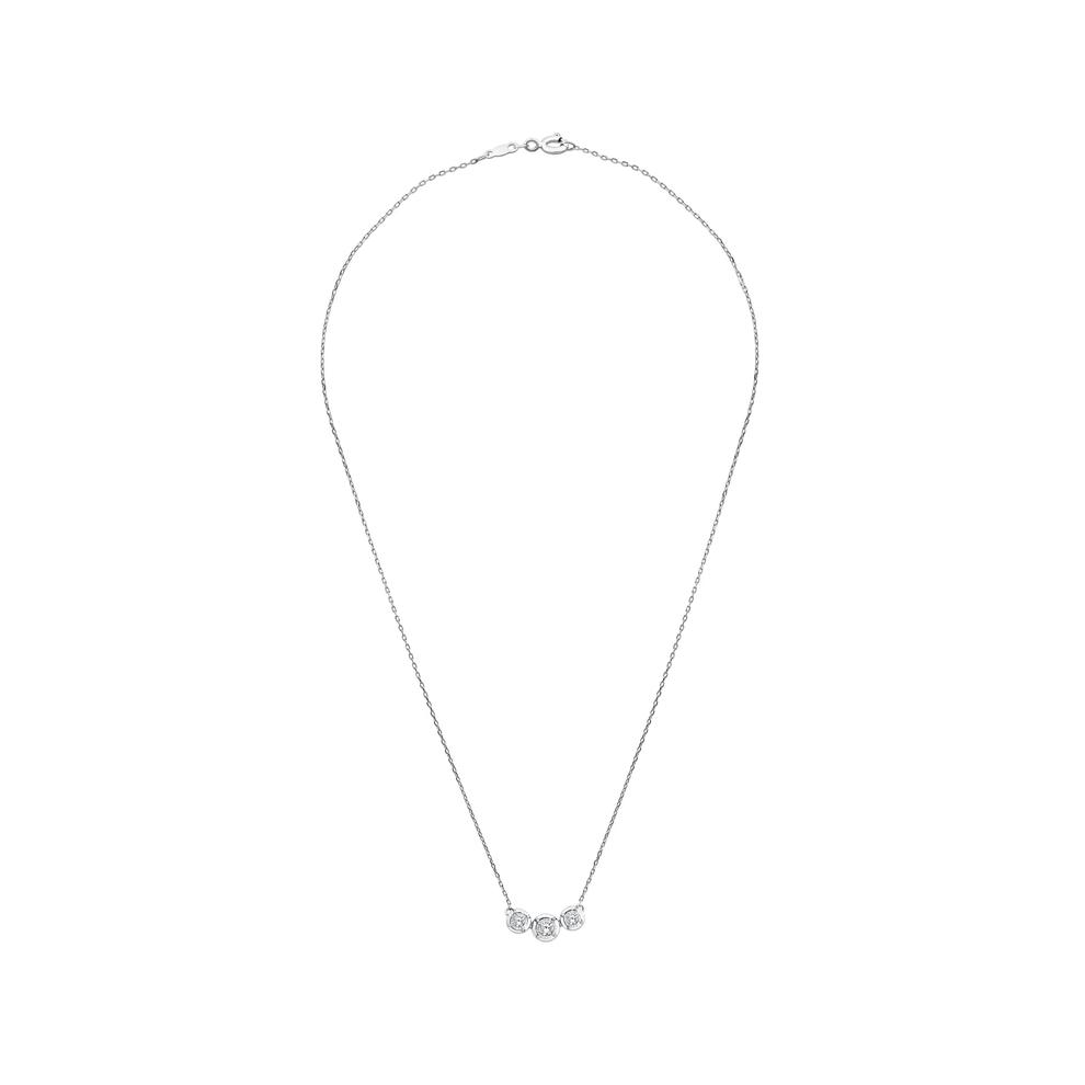 Diamond Three-Stone Frontal Necklace in 10K White Gold (1/4 ct. tw.) – Image 3 of 4
