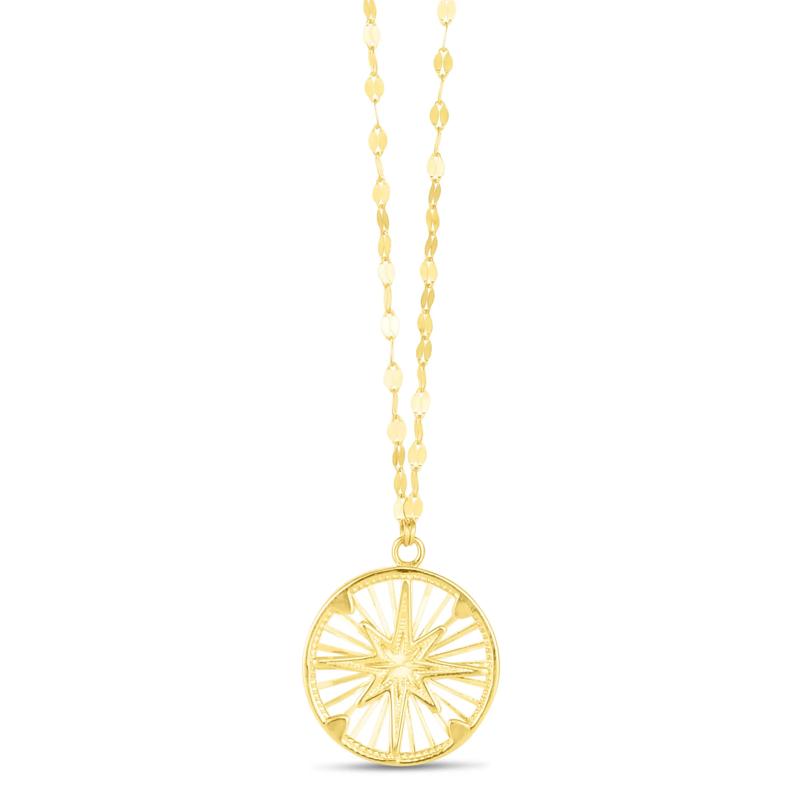 Diamond-Cut Wheel Compass Medallion in 14K Yellow Gold – Image 1 of 2