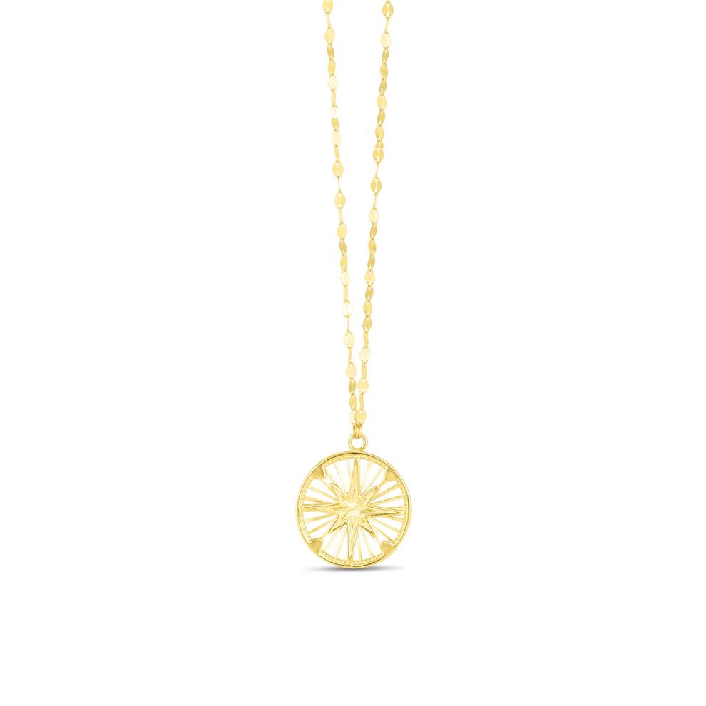 Diamond-Cut Wheel Compass Medallion in 14K Yellow Gold – Image 1 of 2