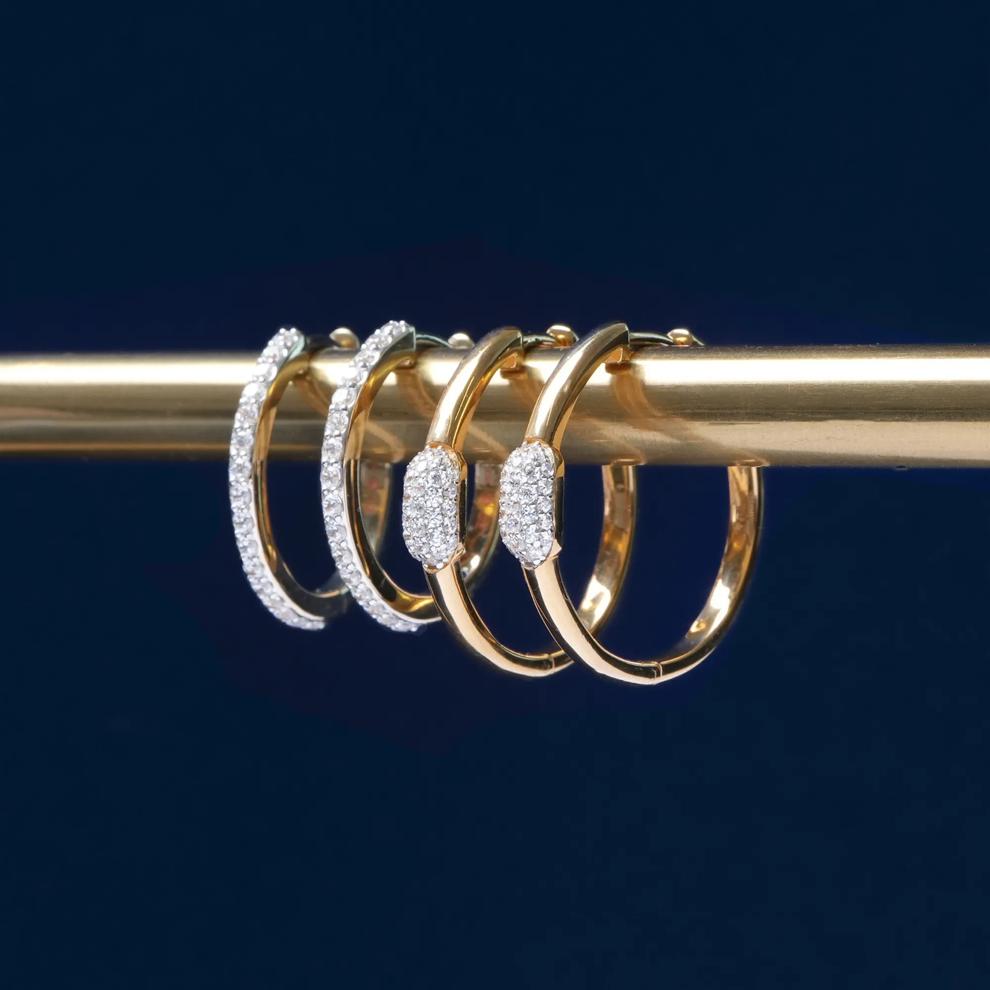 Diamond Oval Cluster Hoop Earrings in Vermeil (1/3 ct. tw.) – Image 2 of 2