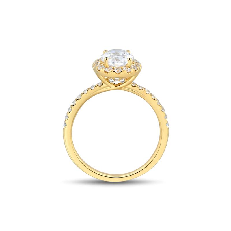 Lab Grown Diamond Oval Halo Engagement Ring in 14K Yellow Gold &#40;2 ct. tw.&#41; – Image 2 of 3