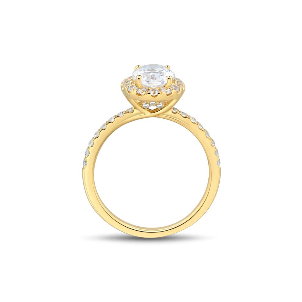 Lab Grown Diamond Oval Halo Engagement Ring in 14K Yellow Gold (2 ct. tw.) – Image 2 of 3