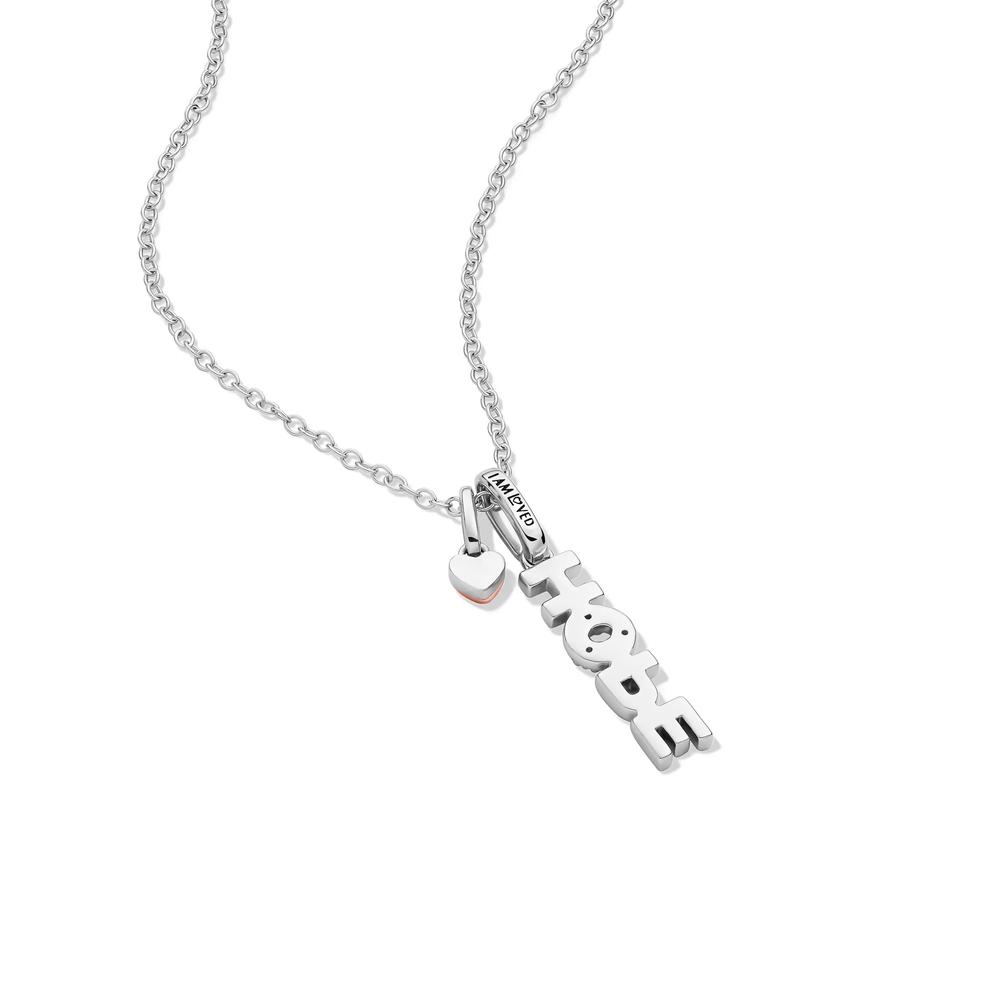Lab Grown Diamond Accent Hope Pendant in Sterling Silver &amp; 10K Rose Gold – Image 5 of 5