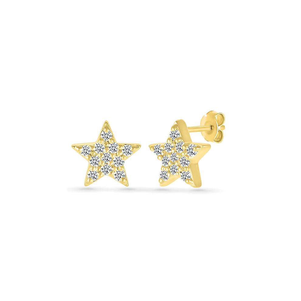 Diamond Star Stud Earrings in 10K Yellow Gold (1/6 ct. tw.) – Image 1 of 3