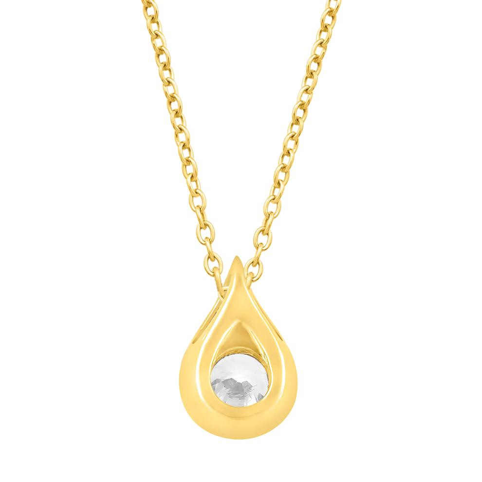 Lab Grown Diamond Tear Drop Pendant in 14K Yellow Gold (1/4 ct. tw.) – Image 3 of 3