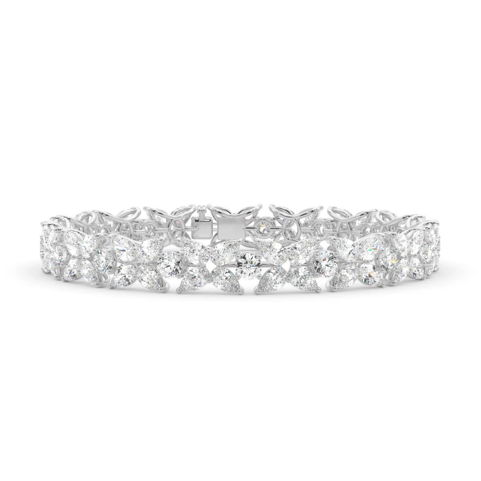 Lab Grown Diamond Petal-Shaped Tennis Bracelet in 14K White Gold (13 ct. tw.) – Image 1 of 4