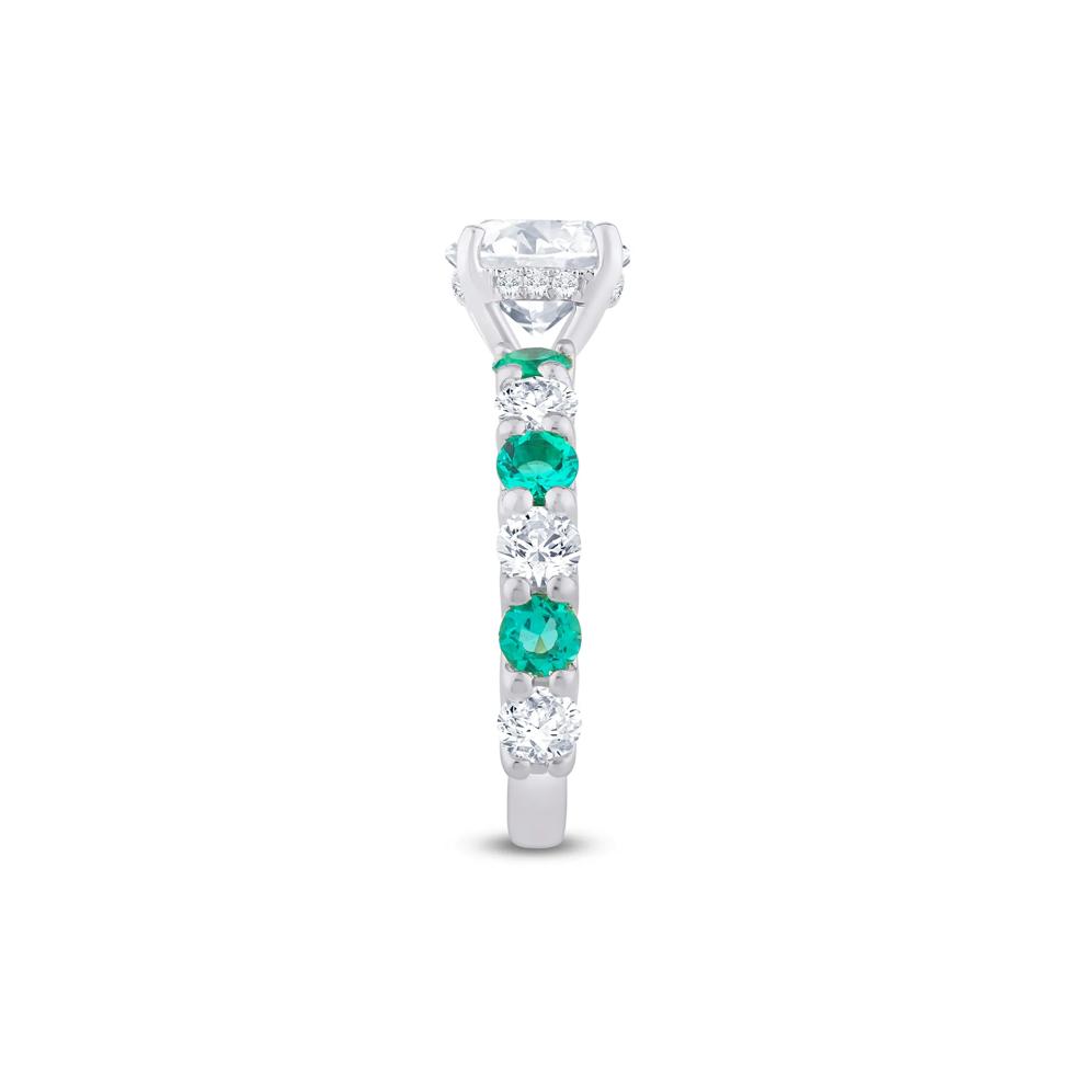 Lab Grown Diamond Round Engagement Ring with Lab-Created Emerald in 14K White Gold (3 ct. tw.) – Image 3 of 3