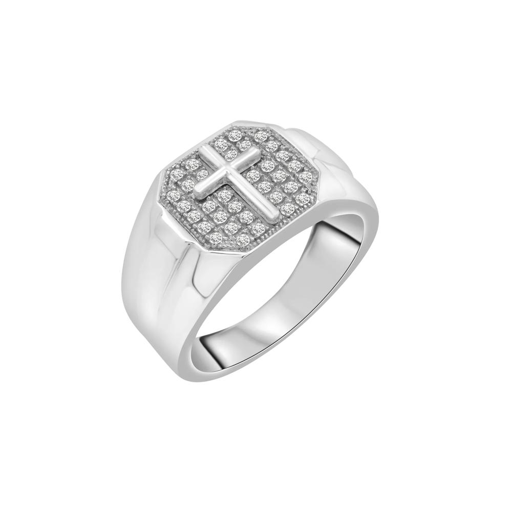 Men's Diamond Cross Ring in Sterling Silver (1/4 ct. tw.) – Image 5 of 5