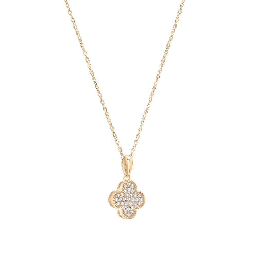Diamond Clover Necklace in 10K Yellow Gold (1/7 ct. tw.) – Image 2 of 4