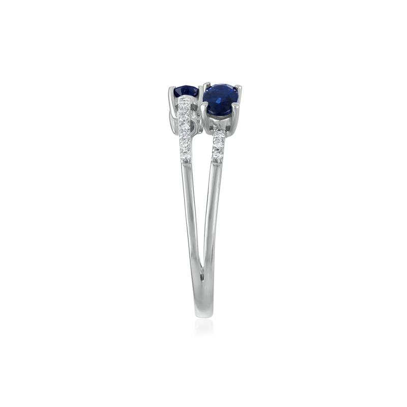 Diamond and Blue Sapphire Double Row Band in 10K White Gold &#40;1/10 ct. tw.&#41; – Image 3 of 3