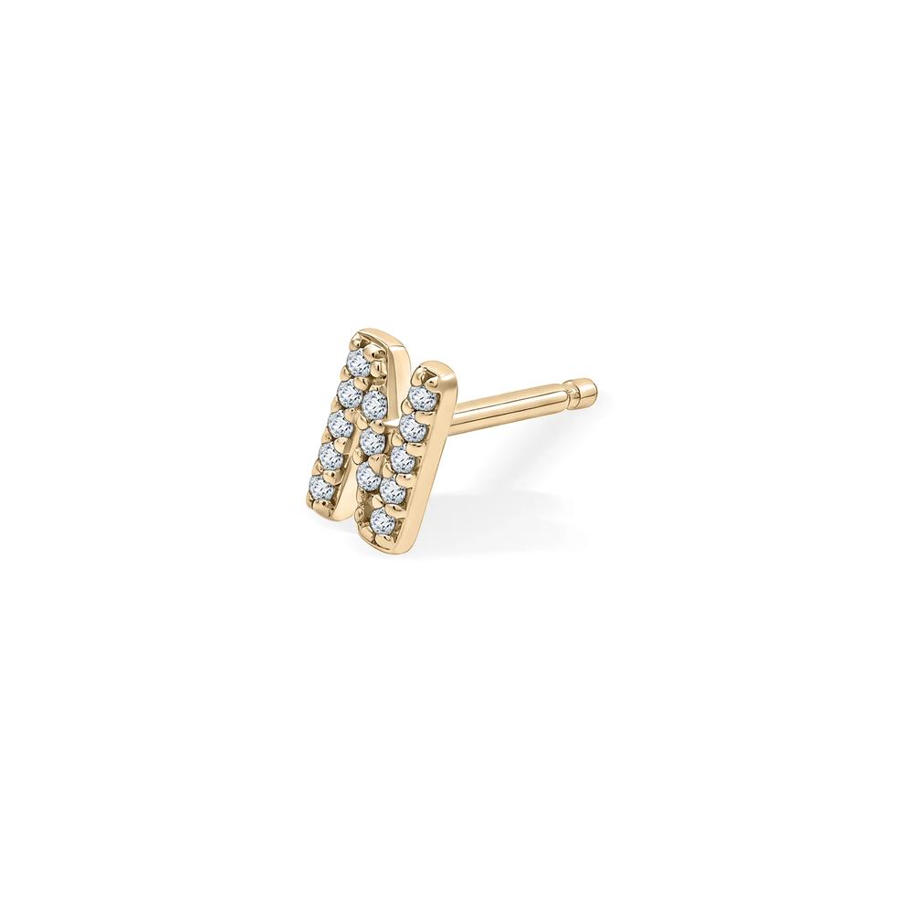 Diamond Accent N Initial Single Stud Earring in 10K Yellow Gold – Image 1 of 2