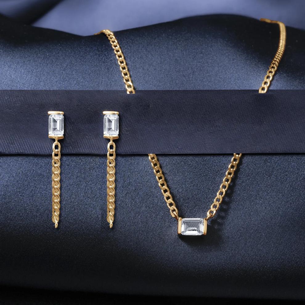 Lab-Created White Sapphire Cuban Link Necklace in Vermeil – Image 5 of 5