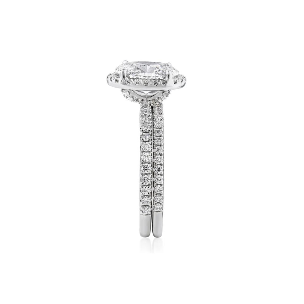 Lab Grown Diamond Oval-Shaped Halo Bridal Set in 14K White Gold (2 3/4 ct. tw.) – Image 3 of 3