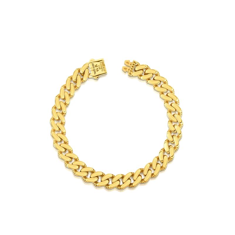 Miami Cuban Diamond-Cut Bracelet in 14K Yellow Gold, 9.5MM – Image 2 of 3