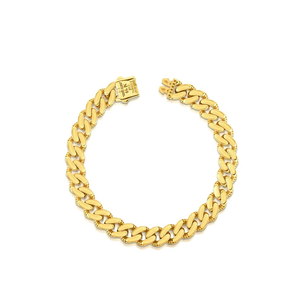 Miami Cuban Diamond-Cut Bracelet in 14K Yellow Gold, 9.5MM – Image 2 of 3
