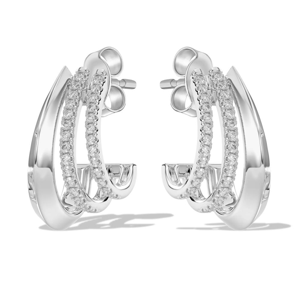 Diamond Multi-Row Hoop Earrings in Sterling Silver (1/4 ct. tw.) – Image 1 of 2