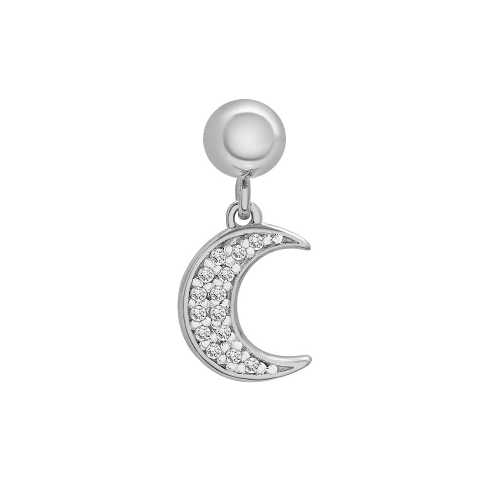 Diamond Accent Crescent Moon Charm in Sterling Silver – Image 1 of 3