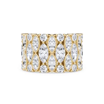 Lab Grown Diamond Marquis & Round Multi-Row Ring in 14K Yellow Gold (5 1/2 ct. tw.)