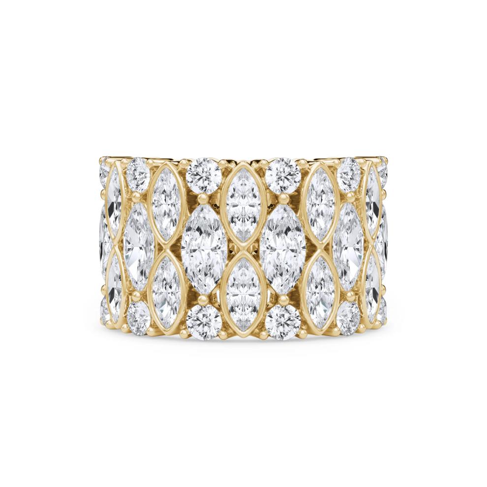 Lab Grown Diamond Marquis &amp; Round Multi-Row Ring in 14K Yellow Gold (5 1/2 ct. tw.) – Image 1 of 4