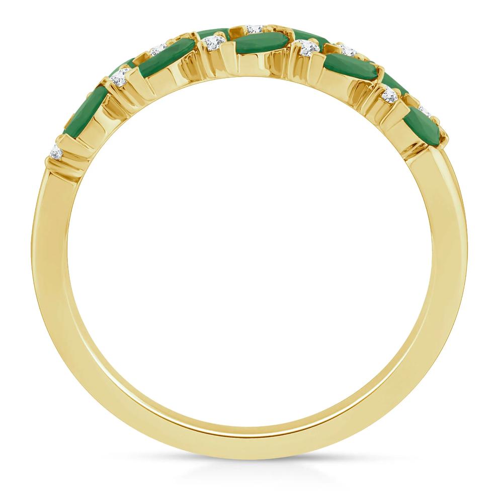 Emerald and Diamond Ring in 10K Yellow Gold (1/8 ct. tw.) – Image 2 of 3