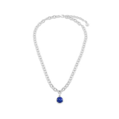 Gemstone Pendant Oval Link Necklace