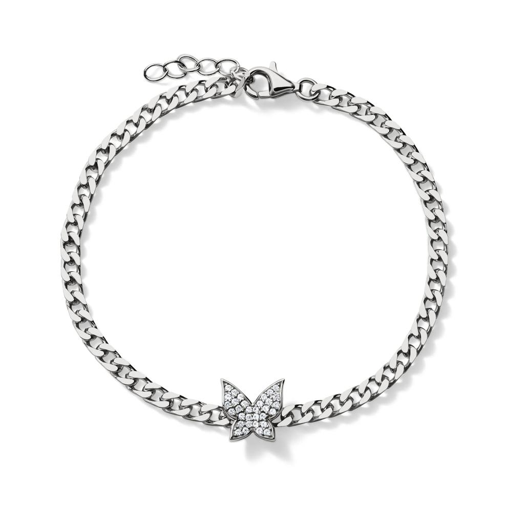 Lab Created White Sapphire Butterfly Bracelet in Sterling Silver – Image 2 of 2