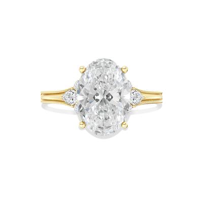 Gia Lab Grown Diamond Oval Center Engagement Ring in 18K Yellow Gold (3 1/4 ct. tw.)