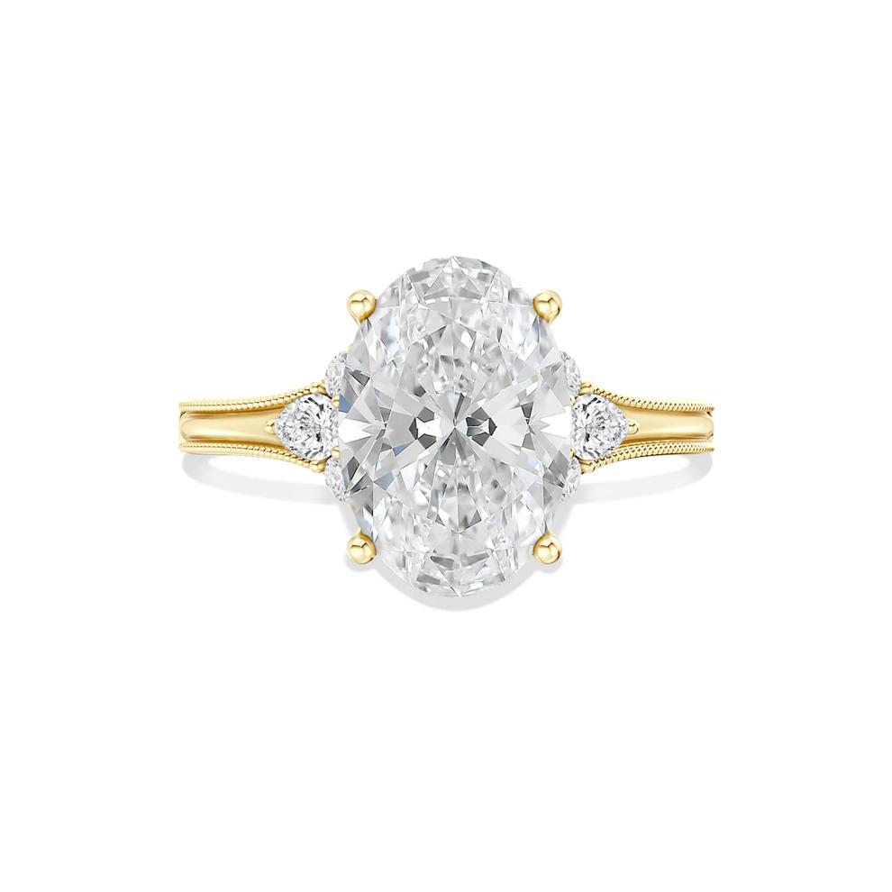 Gia Lab Grown Diamond Oval Center Engagement Ring in 18K Yellow Gold (3 1/4 ct. tw.) – Image 1 of 4