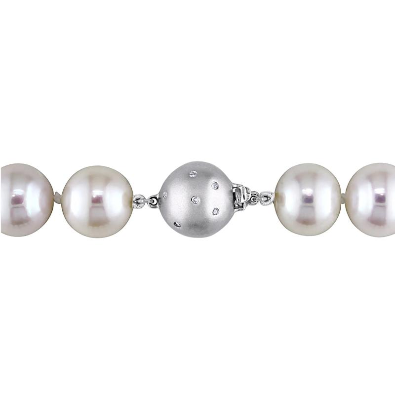Freshwater Cultured Pearl and Diamond Accent Necklace with 14K White Gold – Image 3 of 3