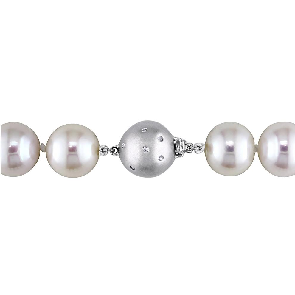 Freshwater Cultured Pearl and Diamond Accent Necklace with 14K White Gold – Image 3 of 3
