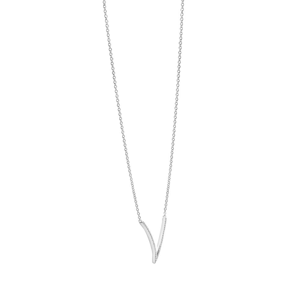 Diamond Chevron Necklace in 10K White Gold (1/7 ct. tw.) – Image 3 of 4