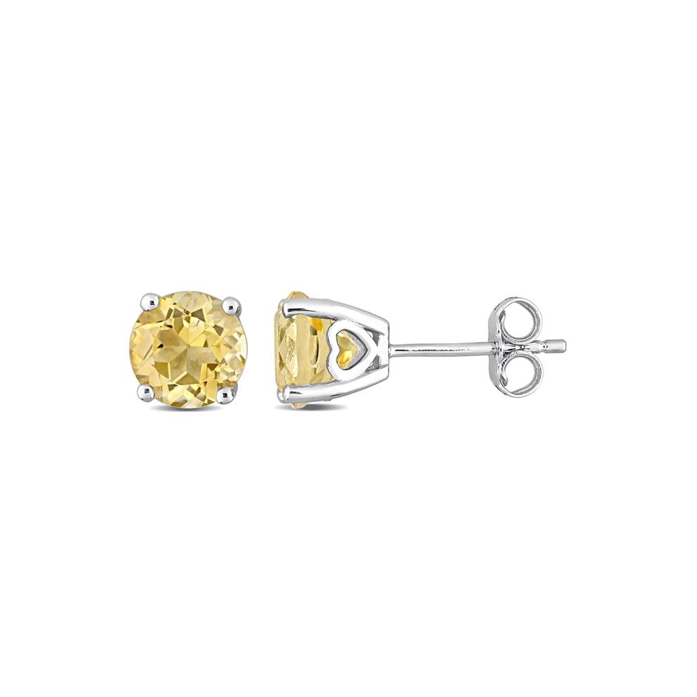 Citrine Stud Earrings with Heart Baskets in Sterling Silver – Image 1 of 3