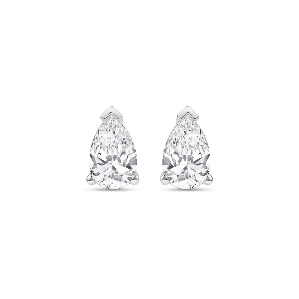 Lab Grown Diamond Pear-Shaped Solitaire Stud Earrings in 14K White Gold (2 ct. tw.) – Image 2 of 3