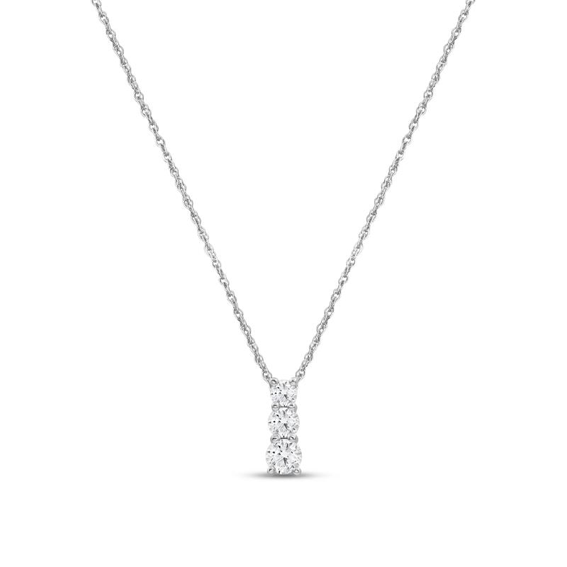 Lab Grown Three-Stone Diamond Pendant in 14K White Gold &#40;1 ct. tw.&#41; – Image 1 of 3
