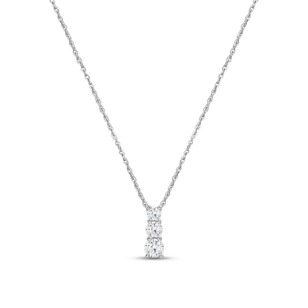 Lab Grown Three-Stone Diamond Pendant in 14K White Gold (1 ct. tw.) – Image 1 of 3