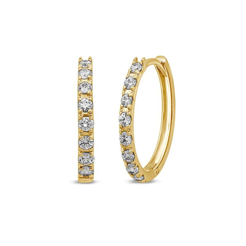 1/2 ct. tw. Diamond Hoop Earrings in 14K Yellow Gold – Image 1 of 1