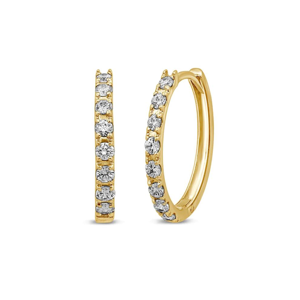 1/2 ct. tw. Diamond Hoop Earrings in 14K Yellow Gold – Image 1 of 1